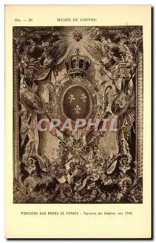 Cartes postales Paris Musee du Louvre Portiere aux armes de France Tapisserie des Gobelins vers 1740
