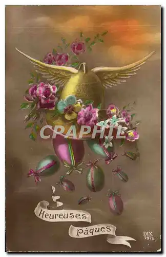 Cartes postales Fantaisie Cloche Heureuses Paques Easter