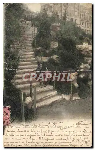 Paris Cartes postales Square Saint Pierre Escalier allant au SAcre Coeur