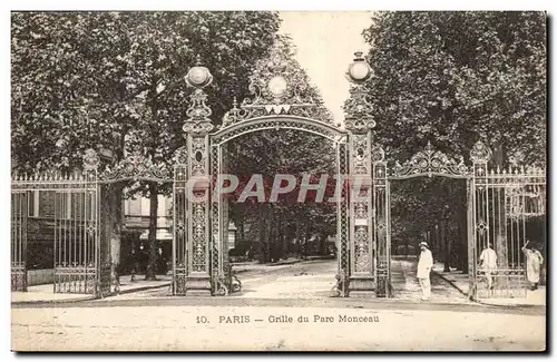 Cartes postales Paris GRille du parc Monceau