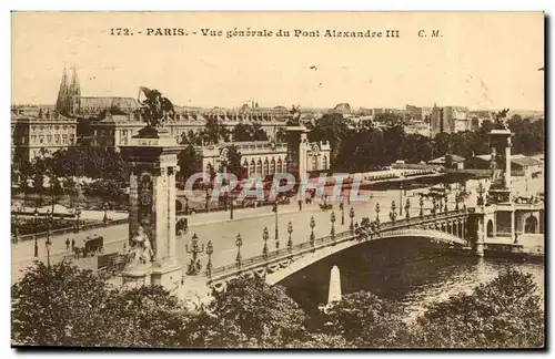 Cartes postales Paris pont Alexandre III Vue generale