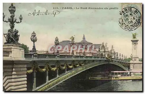 Cartes postales Paris pont Alexandre III de profil