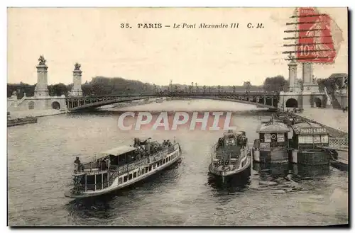 Ansichtskarte AK Paris pont Alexandre III Peniches