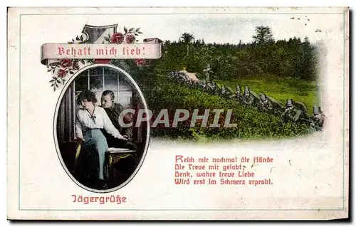 Cartes postales Fantaisie Femme Jagergrusse Militaria