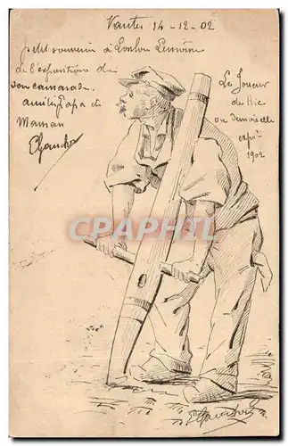 Cartes postales Paysan Le joueur de Hic ou demoiselle expo 1902 a Nantes ( dessin a la main ) Gauchon