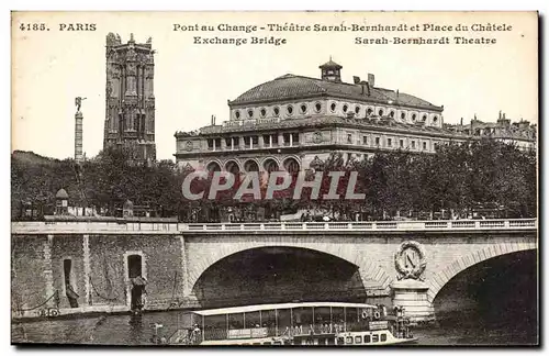 Paris Ansichtskarte AK Pont au change Theatre Sarah Bernardt et place du Chatelet