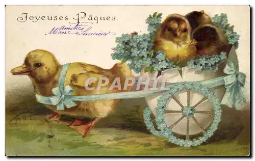 Ansichtskarte AK Fantaisie Joyeuses Paques Easter Poussins