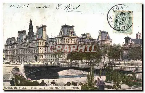 Paris Cartes postales Hotel de ville (Marche aux fleurs)