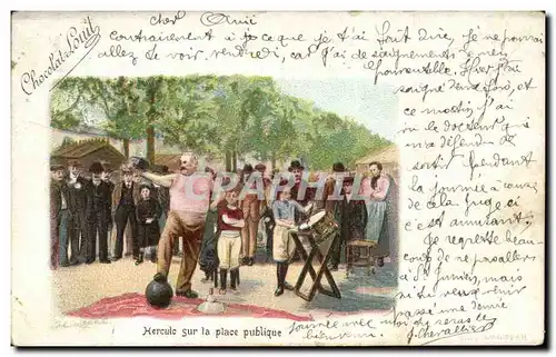 Cartes postales Fantaisie Hercule sur la place publique Chocolat Louit