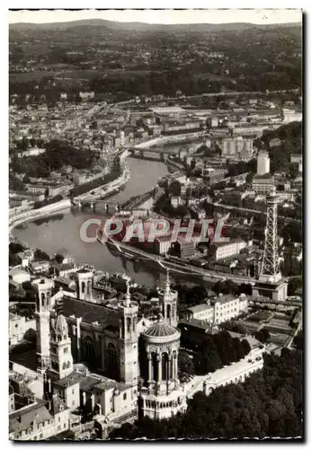 Moderne Karte Lyon Basilique Notre Dame de Fourviere Tour de Television et vallee de la Saone