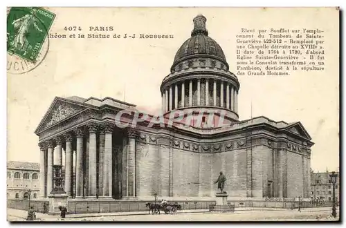 Paris Ansichtskarte AK Pantheon et statue de JJ Rousseau