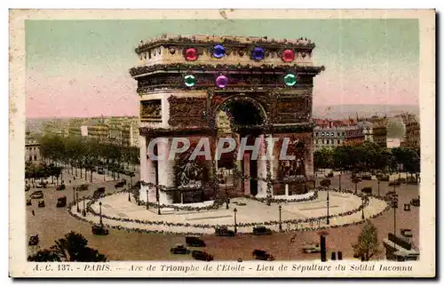 Paris Cartes postales Arc de triomphe de l&#39etoile (decor incruste en relief)