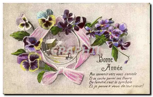 Cartes postales FAntaisie Fleurs Bonne annee