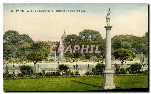 Paris Cartes postales Jardin du Luxembourg Colonne en marbre blanc