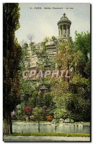 Paris Cartes postales Buttes Cahumont Le lac