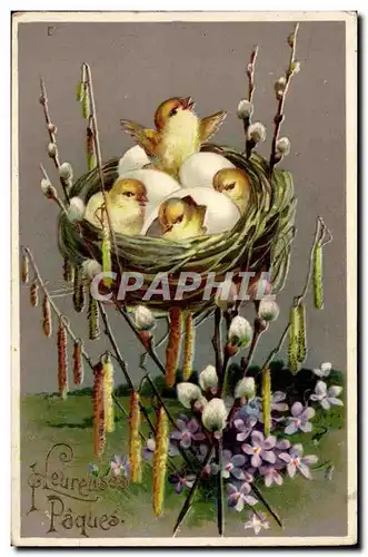 Cartes postales Fantaisie Poussins Heureuses Paques Easter