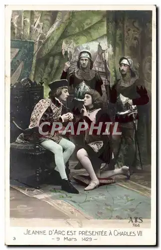 Ansichtskarte AK Fantaisie Jeanne d&#39arc est presentee a Cahrles VII 9 mars 1429