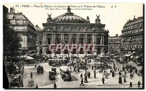 Paris Ansichtskarte AK Place de l&#39opera Les stations de Metro et le theatre