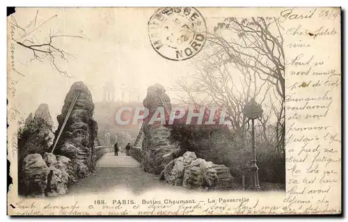 Paris Cartes postales Buttes Chaumont la passerelle