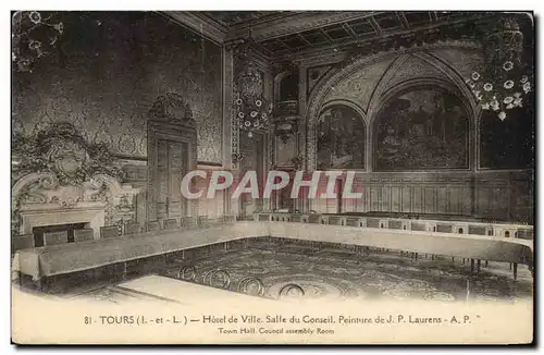 Cartes postales Tours Hotel de ville Salle du conseil Peinture de Laurent