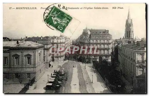 Montpellier Ansichtskarte AK Perspective de la rue Nationale et l&#39eglise Sainte Anne