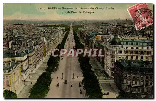 Paris Ansichtskarte AK Panorama de l&#39avenue des Champs Elysees pris de l&#39arc de triomphe ( carte toilee )