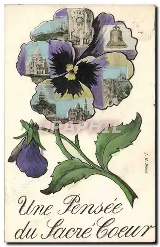 Cartes postales Fantaisie Une pensee du Sacre Coeur Montmartre