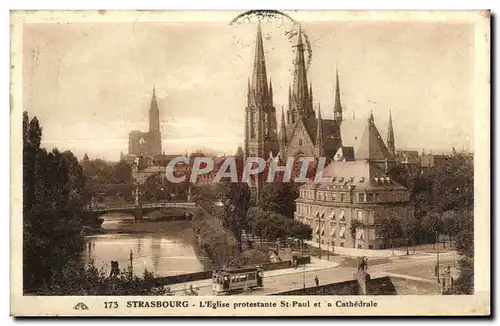 Strasbourg Cartes postales Eglise protestante St paul et cathedrale