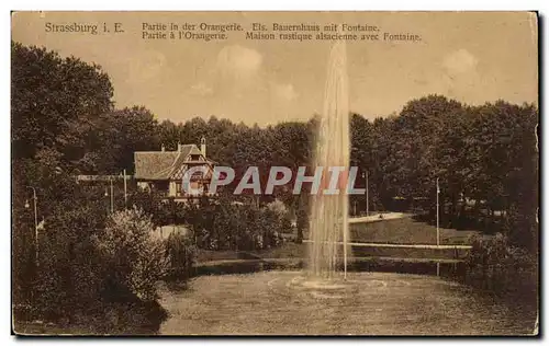 Strasbourg Cartes postales Partie a l&#39orangerie Maison rustique alsacienne avec fontaine