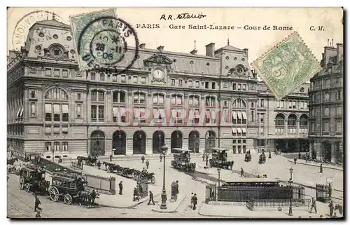 Paris Cartes postales Gare St Lazare et cour de Rome