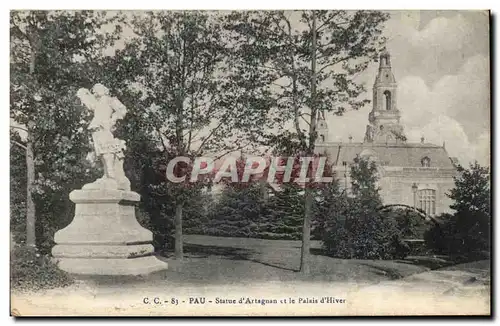 Cartes postales Pau Statue d&#39Artagnan et le palais d&#39hiver