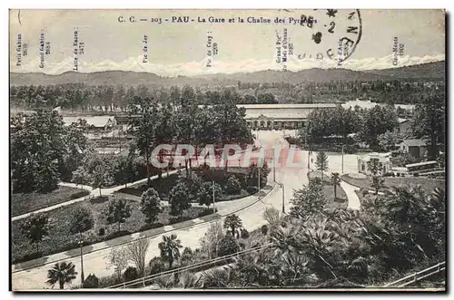 Cartes postales Pau La gare et la chaine des Pyrenees