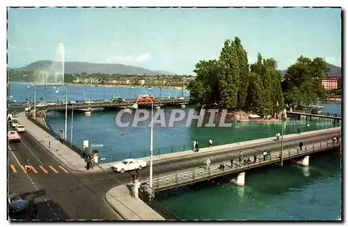 Cartes postales moderne Suisse Geneve L&#39ile Rousseau et le jet d&#39eau