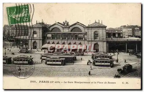 Paris Cartes postales La gare Montparnasse et la place de Rennes