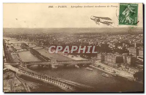 Paris Cartes postales Areoplane evoluant au dessus de Passy