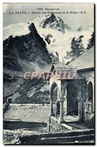 Dauphine Cartes postales La Grave Eglise des terrasses et la Meije