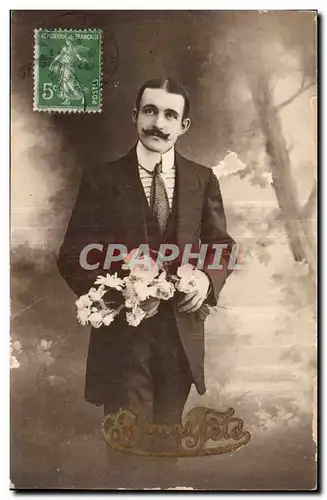 Fantaisie - Homme - Man with curved mustache - Cartes postales