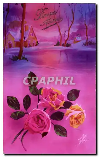 Fetes - Fleurs - Flowers - Roses - Bonne Annee - Purple Tint - Cartes postales