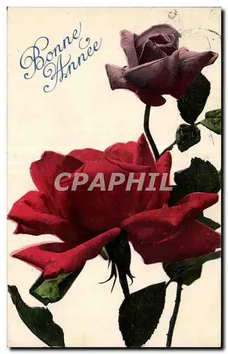 Fetes - Fleurs - Flowers - Rose - Bonne Annee - Cartes postales