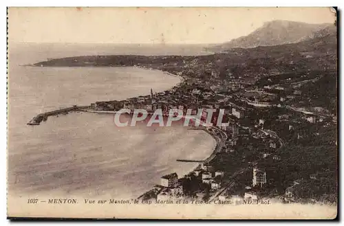 Menton - Vue sur Menton - Cap Martin et la Tete de Chien - Cartes postales