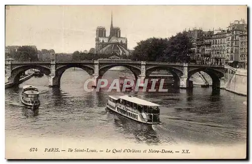 Paris - 4 - Ile Saint Louis - Le Quai D&#39Orleans - Notre Dame - Ansichtskarte AK