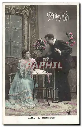 Fantaisie - Happy Couple - Desir - Vintage Font - Ansichtskarte AK