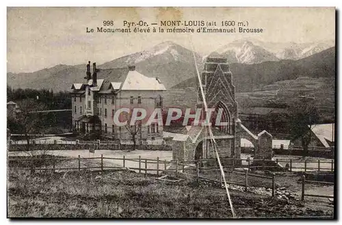 Cartes postales Mont Louis Le monument eleve a la memoire d&#39Emmanuel Brousse