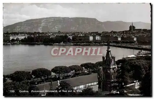 Moderne Karte Suisse Geneve Monument Brunswick et vue sur la ville