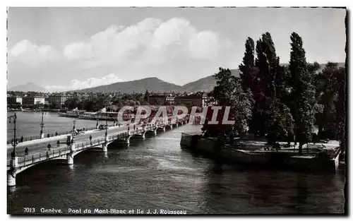 Cartes postales moderne Suisse Geneve Pont du Mont Blanc et Ile JJ Rousseau
