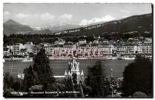 Moderne Karte Suisse Geneve Monument Brunswick et le Mont Blanc