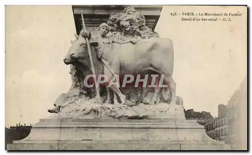 Cartes postales Paris Le monument de Pasteur Detail d&#39un bas relief Boeuf