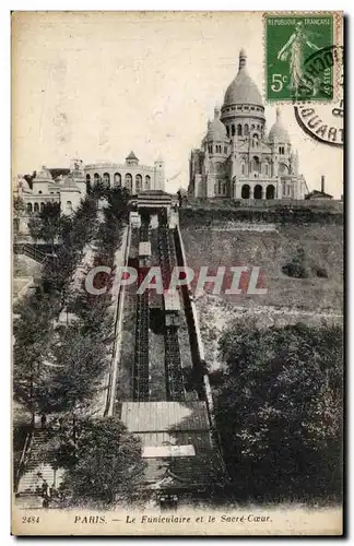 Cartes postales Paris Funiculaire et le Sacre Coeur Montmartre