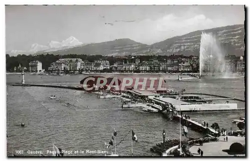 Cartes postales moderne Geneve Paquis Plage et le Mont Blanc