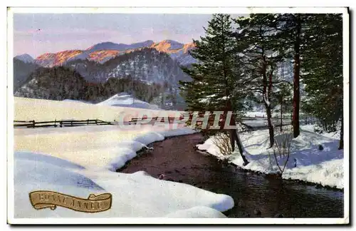 Cartes postales Fantaisie Paysage sous la neige Bonne annee